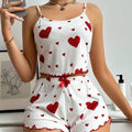 Gen Z Heart Print 2-Piece Cami Pajama Set