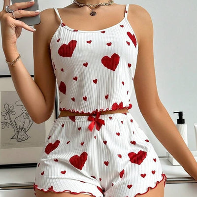2-Piece Cami Heart Pajama Set