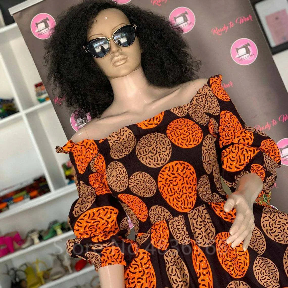 African National Print Party Dress Women Casual Sexy Slash-neck Lady Maxi Dress New Vintage Long-sleeved Loose Elegant Dresses
