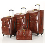Single Medium Brown Leather Suitcase