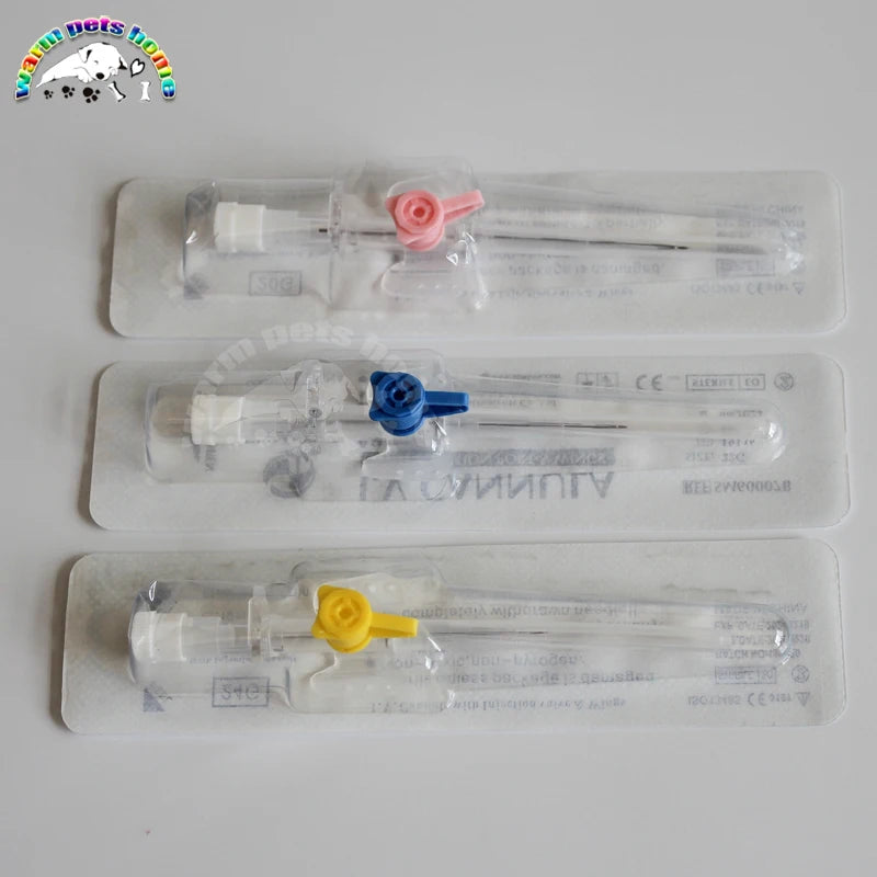10-50pcs IV Cannula with Injection Port & Wings Sterile I V Catheters 20G 22G 24G Veterinary Equipment
