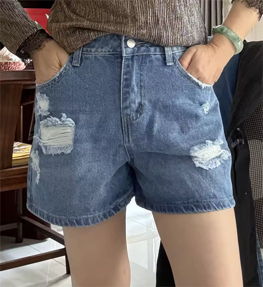 Lace & Bow Denim Shorts