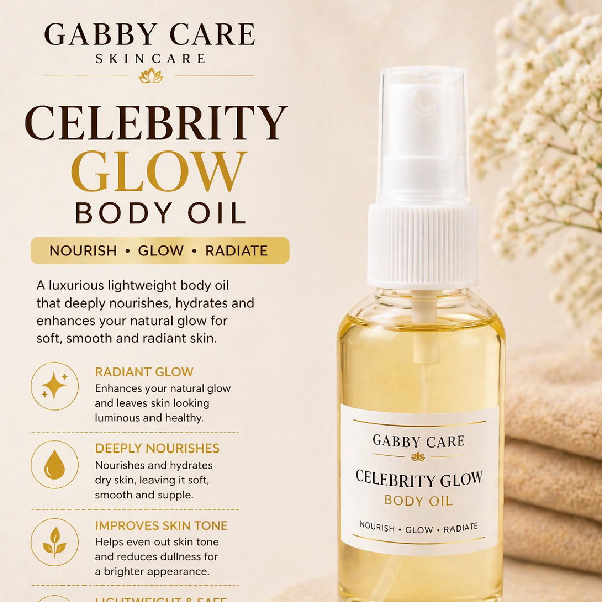 Gabby Care Celebrity Glow Body Oil