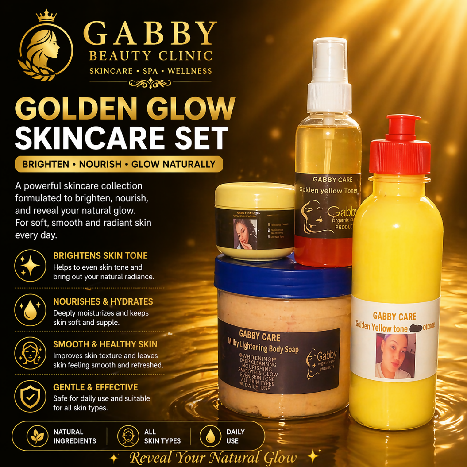 Gabby Beauty Clinic Golden Yellow Tone Skincare Set