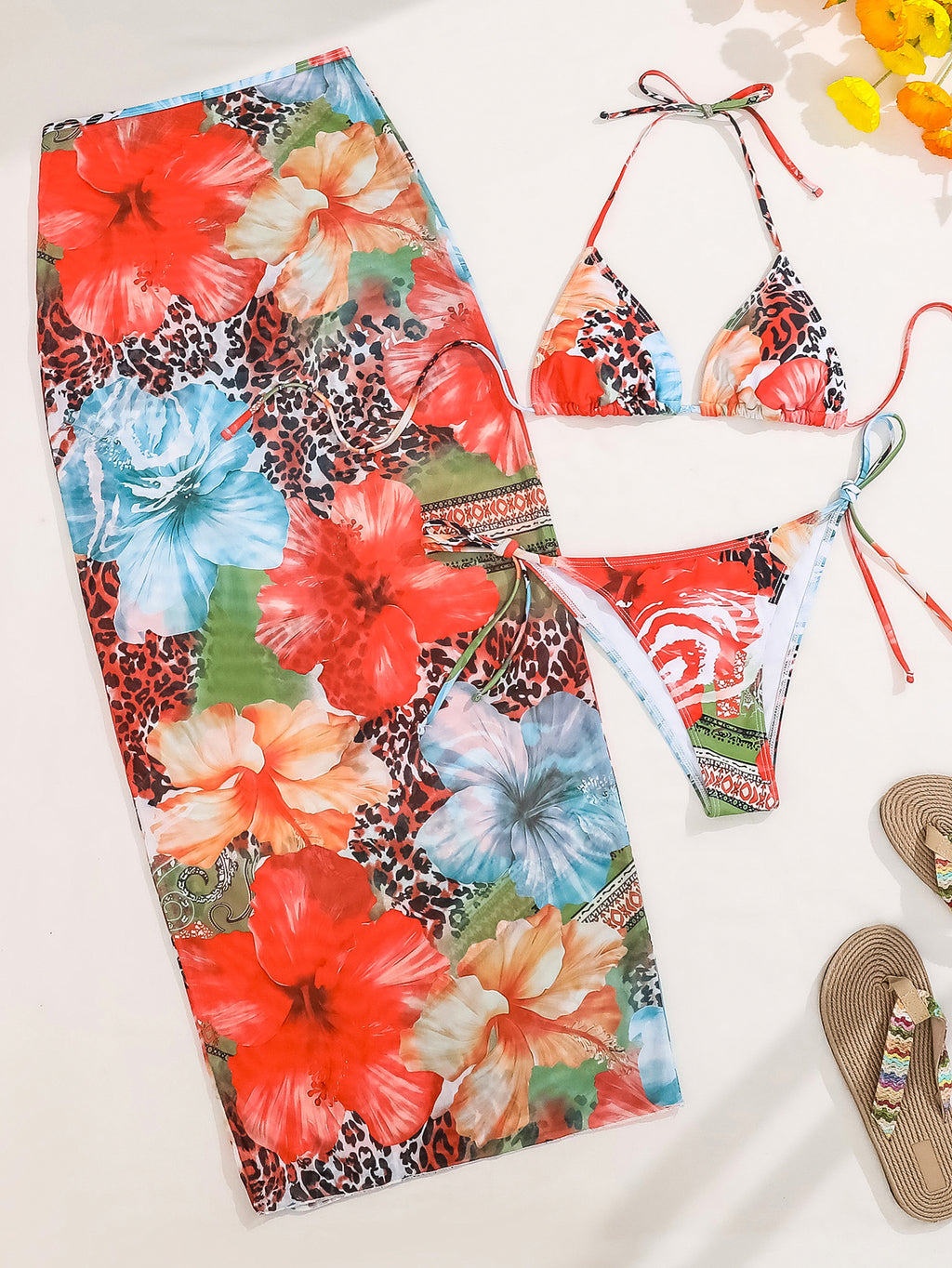 Flower Print Bikini Set