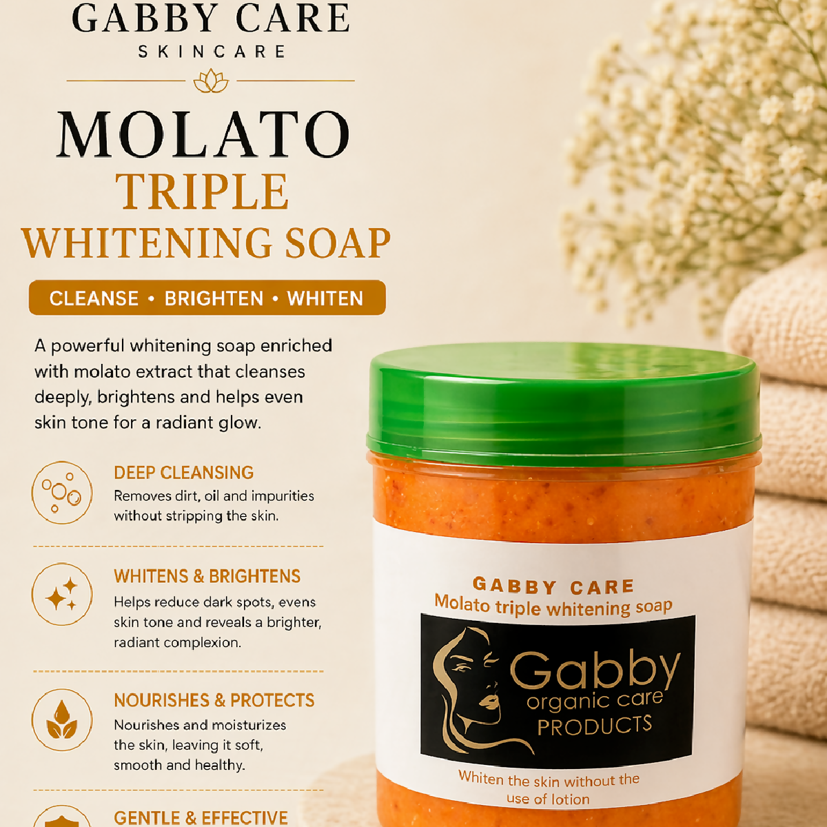 Gabby Care Molato Triple Whitening Soap