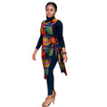 BRW Women Vest Dress with Belt Traditional Dress Party Clothing Midi African  Female Clothes Korean Ankara Wyb907