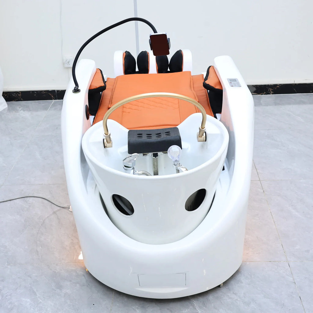 Plug In Automatic Massage Shampoo Bed Built in Electric Massager, Hair Salon Head SPA Hydrotherapy Commercial Salon Furniture