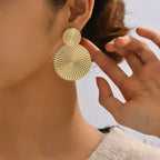 Geometric Metal Round Earrings