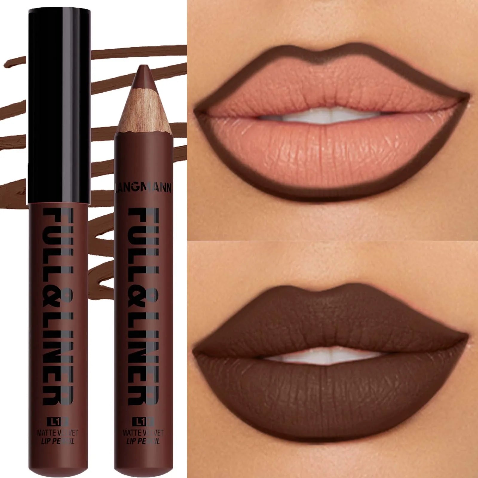 Waterproof Matte Lipliner Pencil Brown Contour Tint Lipstick Pen Long Lasting 12 Color Wooden Lip Liner Pencil Full-lip Makeup