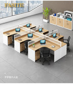 Simple modern financial desk and chair combination with dual workstation booth for office work
