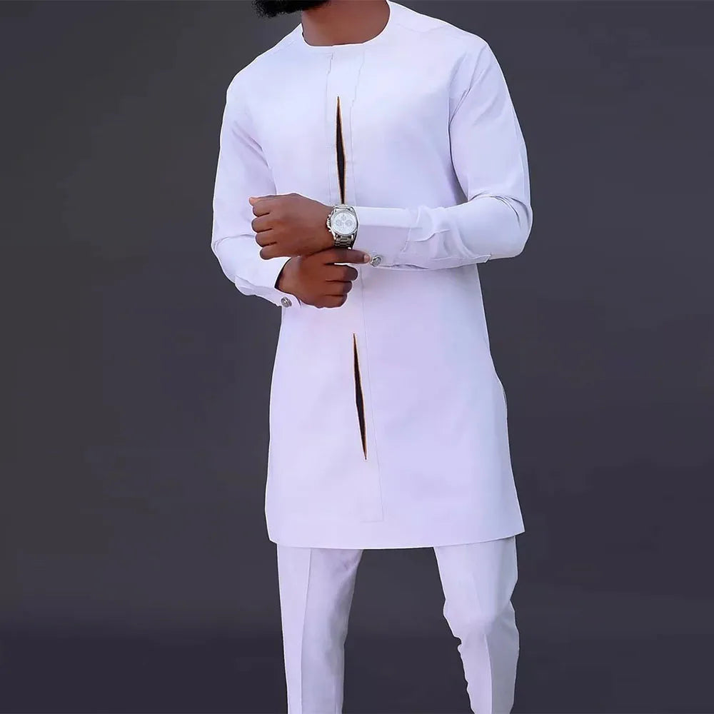 2024Kaftan Elegant African Men's suit Two-piece Agbada dress Wedding jacket and trousers Wedding suit African ethnic style