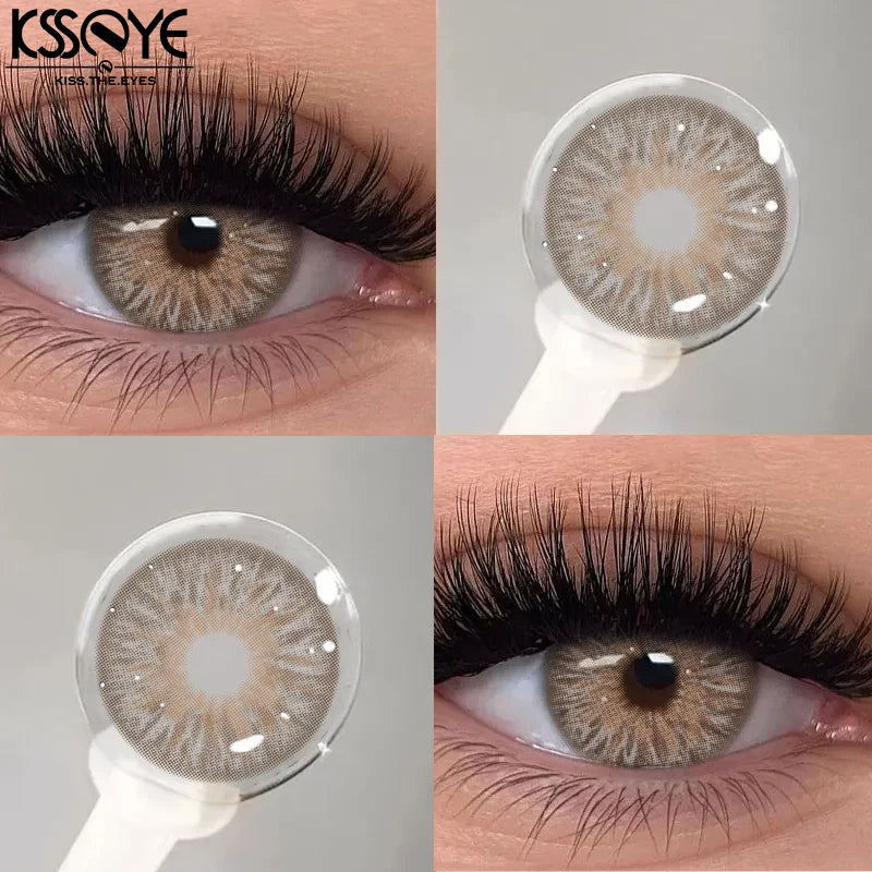 KSSEYE 1Pair Cleopatra 2.0 Series Natural Color Contact Lenses for Eyes Brown Lenses Colorcon Lenses Yearly Beautiful Grey Eyes