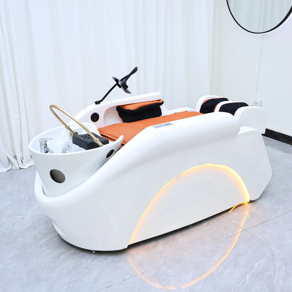 Plug In Automatic Massage Shampoo Bed Built in Electric Massager, Hair Salon Head SPA Hydrotherapy Commercial Salon Furniture
