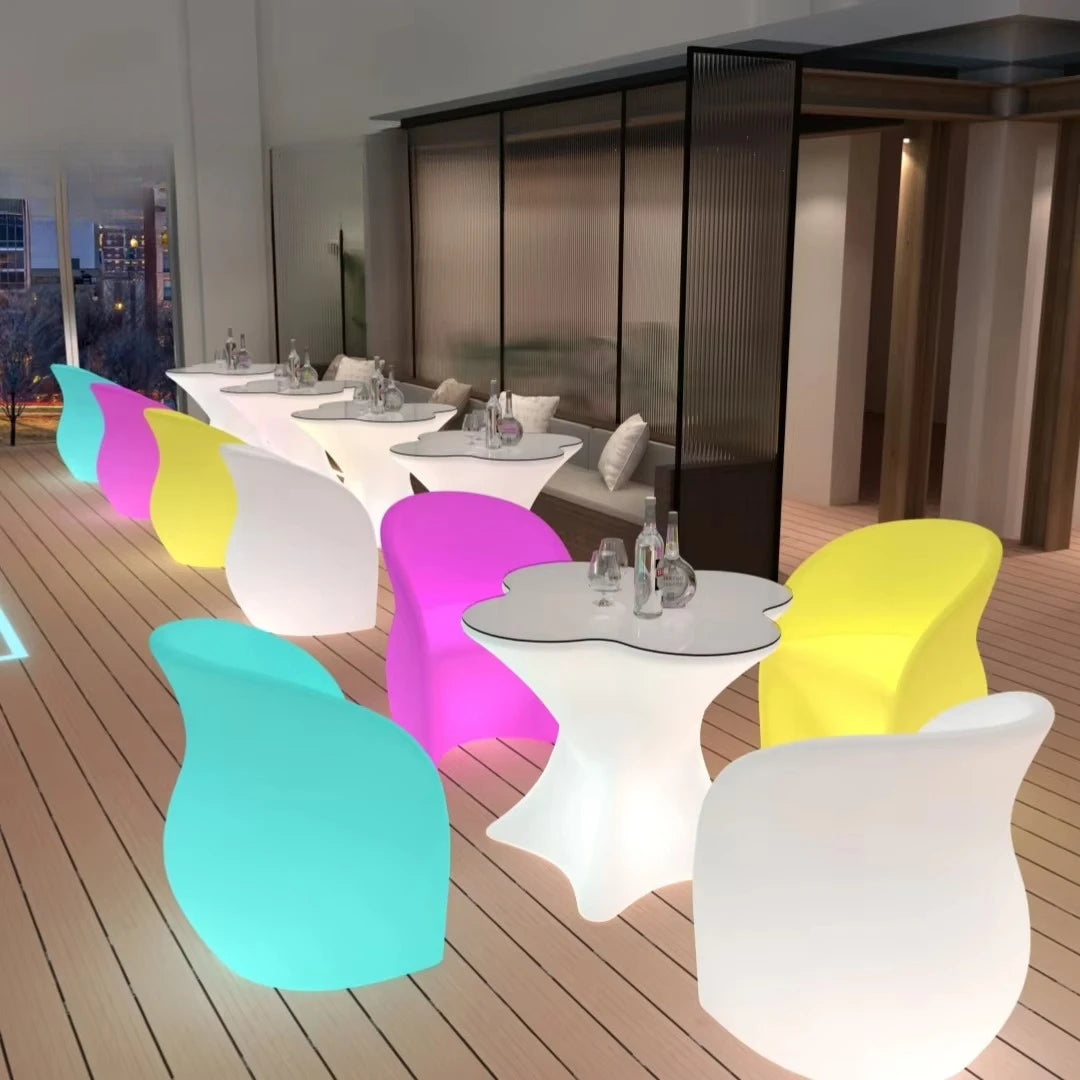 Waterproof Outdoor LED Lounge Sofa and Round Stools for Wedding Events Party Hotel and Living Room for Bar Sets Nightclubs