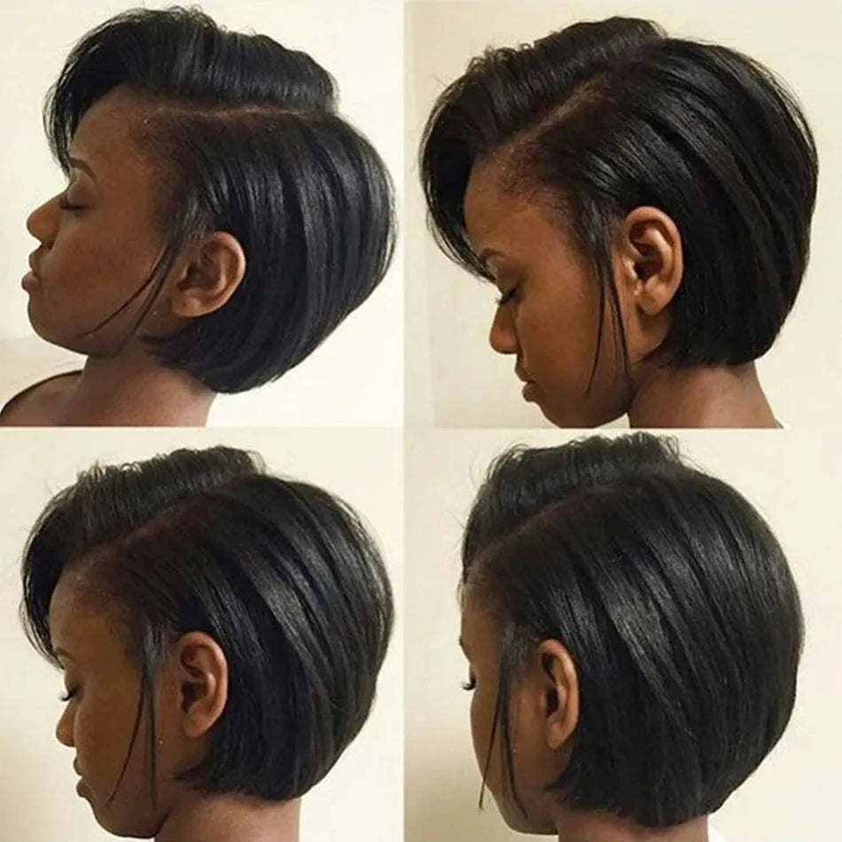 Pixie Cut 13x4 Transparent Lace Front Wigs Human Hair Wig For Women Short Straight Lace Frontal Wig 180% Daily Party Mother Gift
