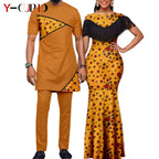 African Dresses for Women Matching Couple Outfits Bazin Riche Dashiki Slim Tassel Print Long Dresses for Party Vestidos Y23C009