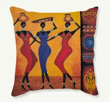 African Costume Clipart Throw Pillow 45x45 Africa Life Collection African Woman Pillowcase Sofa Car Decorative Cushion Cover
