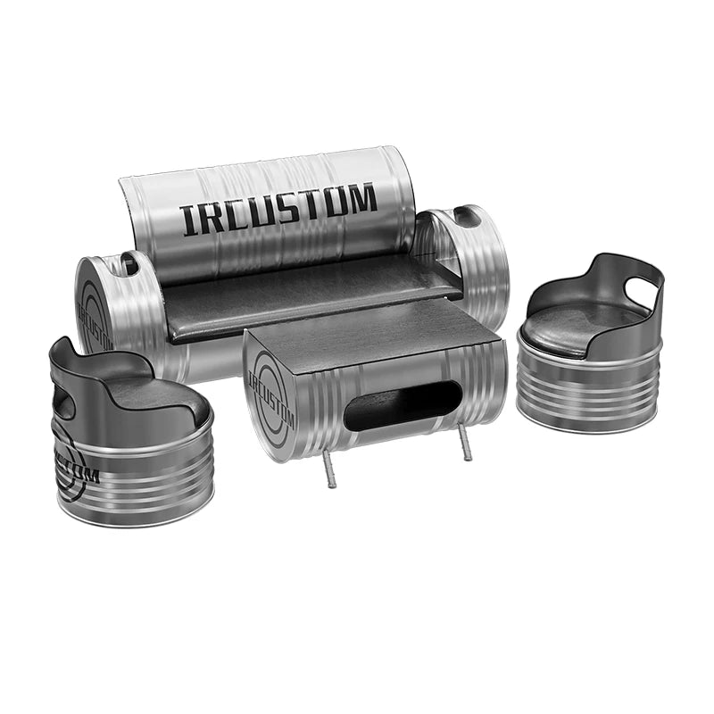 Industrial style sofa coffee table combination Internet celebrity creative bar clear bar milk tea shop table and chair oil drum