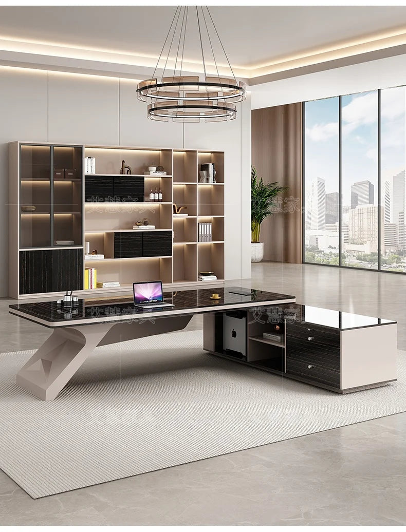 Light luxury boss table, simple modern desk, large desk manager, office desk and chair combination