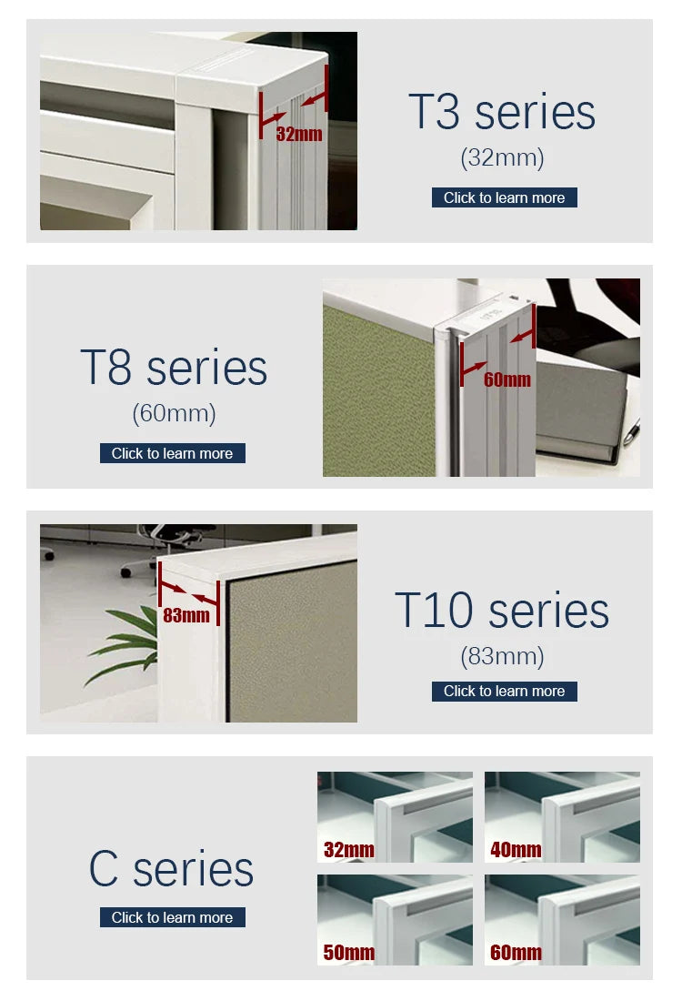 Cubicle Office Furniture Aluminum Profile Partition Modern 6 Person Workstation Desk