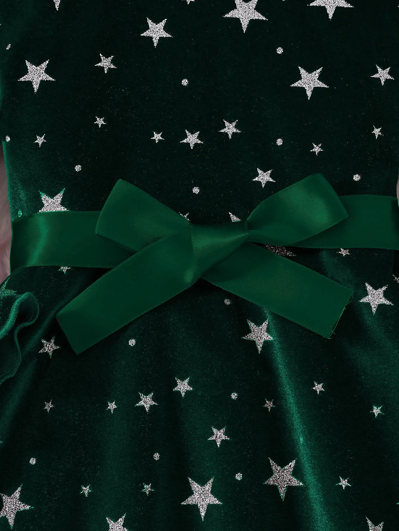 2025 New Year Dress for Girls Winter 3-6Y Kids Star Print Bowknot Long Sleeve Evening Dress Christmas Festive Dress for Girls