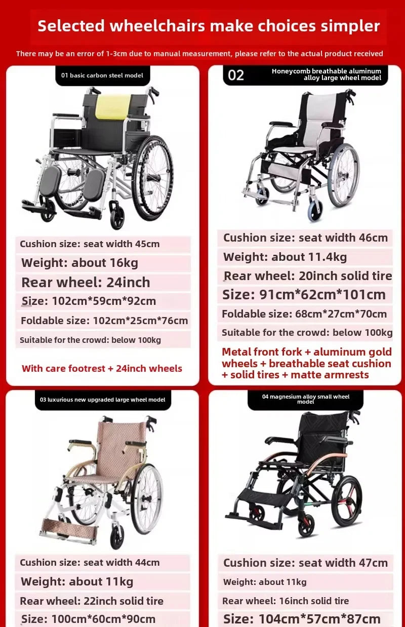 Wheelchair Wheelchair Folding Lightweight Small Elderly Special Disabled Portable Hand Push Scooter