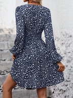 Dresses 2025 Woman Clothing V Neck Lantern Sleeve Wrap Mini Dress Ruched Waist Flowy Hem Elegant for Autumn and Party Styles ﻿
