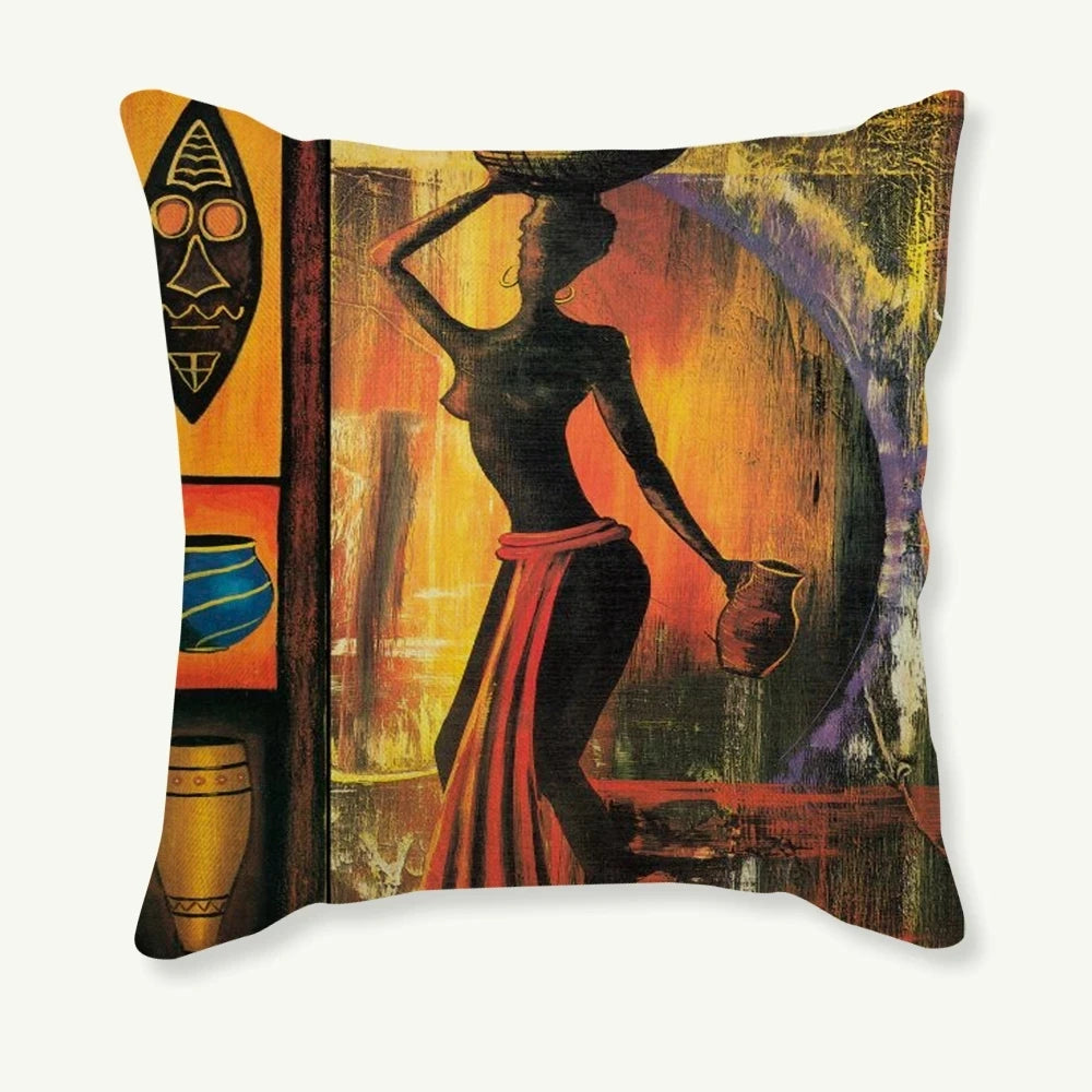African Costume Clipart Throw Pillow 45x45 Africa Life Collection African Woman Pillowcase Sofa Car Decorative Cushion Cover