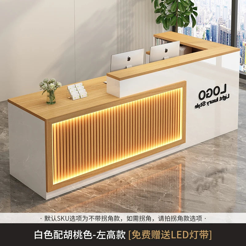Luxury Simple Reception Desk Logo Salon Decorations Modern Reception Desk Office Beauty Mostrador Recepción Commercial Furniture