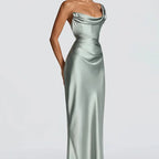One Shoulder Cowl Neck Maxi Dress