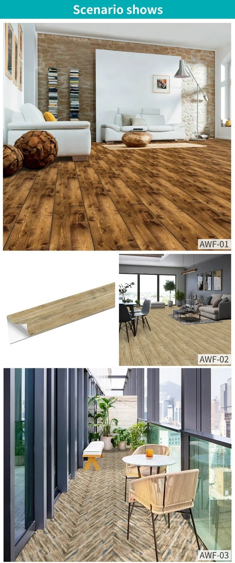 15x90cm Waterproof 3D Self-Adhesive thick Wood Grain Floor sticker Wallpaper Wall Sticker Living Room Toilet Kitchen Home Decor