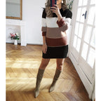 2025 Autumn Long Vestidos Para Mujer Dresses 2025 Woman Roupas Feminina Casual Simple Style Solid Color Splicing Winter Clothes