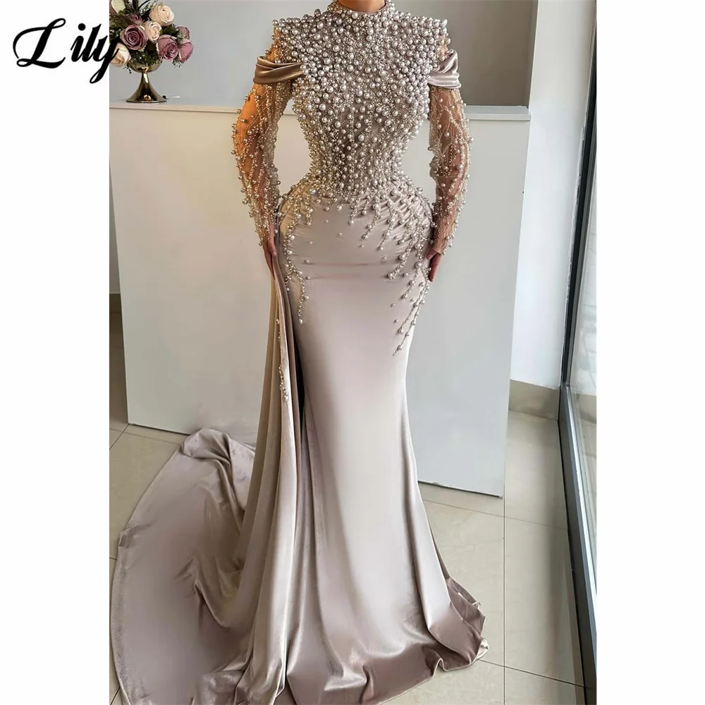 Beige Satin Mermaid Dress