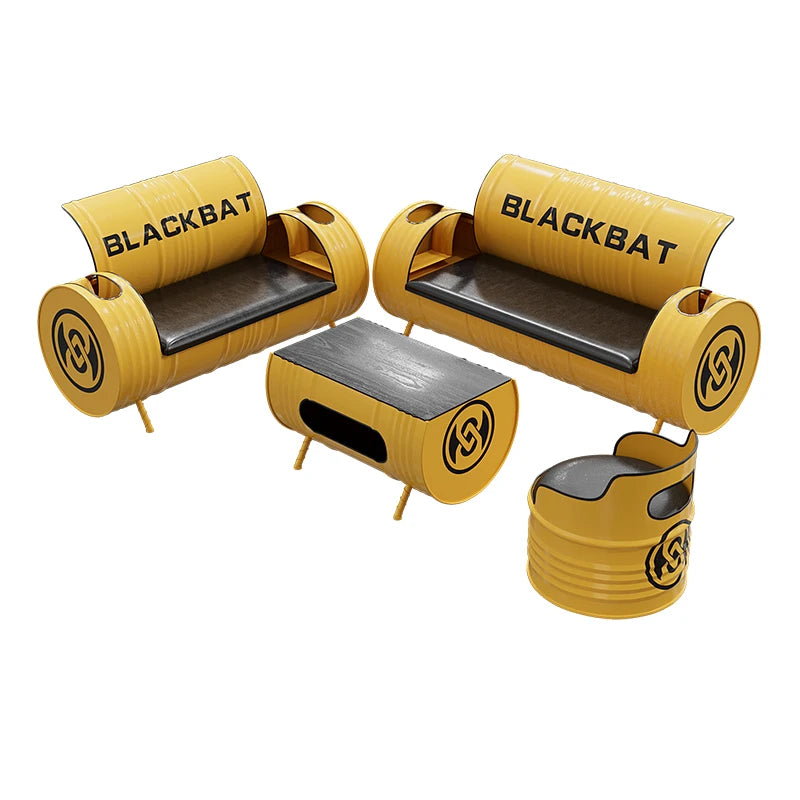 Industrial style sofa coffee table combination Internet celebrity creative bar clear bar milk tea shop table and chair oil drum