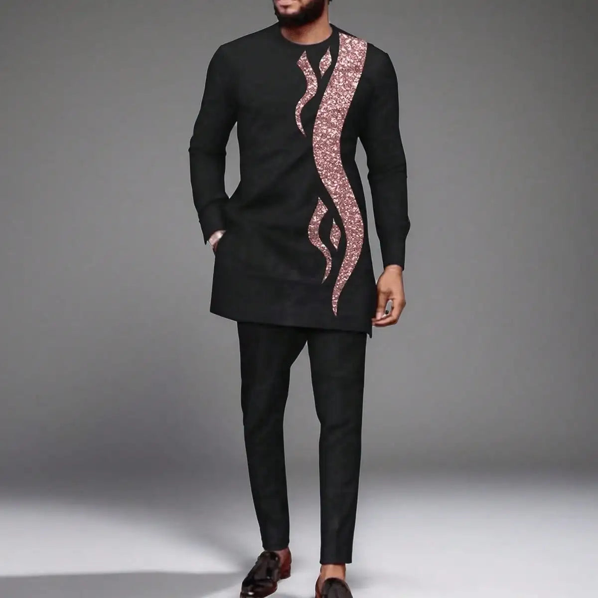2024Kaftan Elegant African Men's suit Two-piece Agbada dress Wedding jacket and trousers Wedding suit African ethnic style