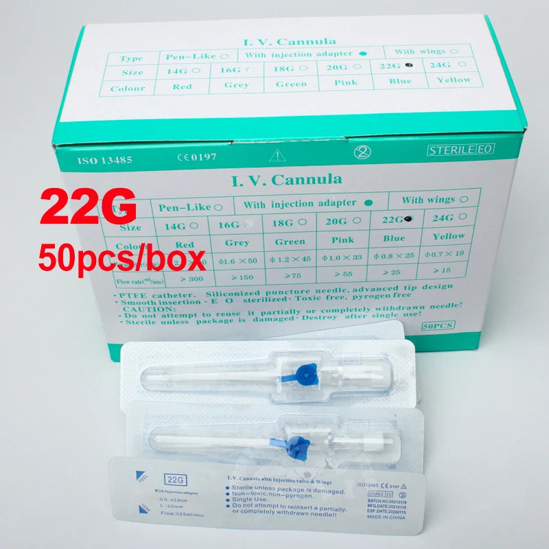 50pcs IV Cannula With Injection Port 20G 22G 24G Butterfly IV Catheter Veterinary Supplies