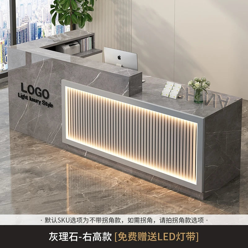 Luxury Simple Reception Desk Logo Salon Decorations Modern Reception Desk Office Beauty Mostrador Recepción Commercial Furniture