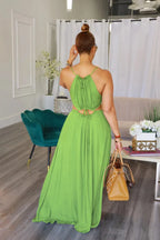 2025 Women's Dress Summer Holiday Solid Long Dresses Sexy Drawstring Lace Up Sleeveless Vestidos Para Mujer Club Party Outfits