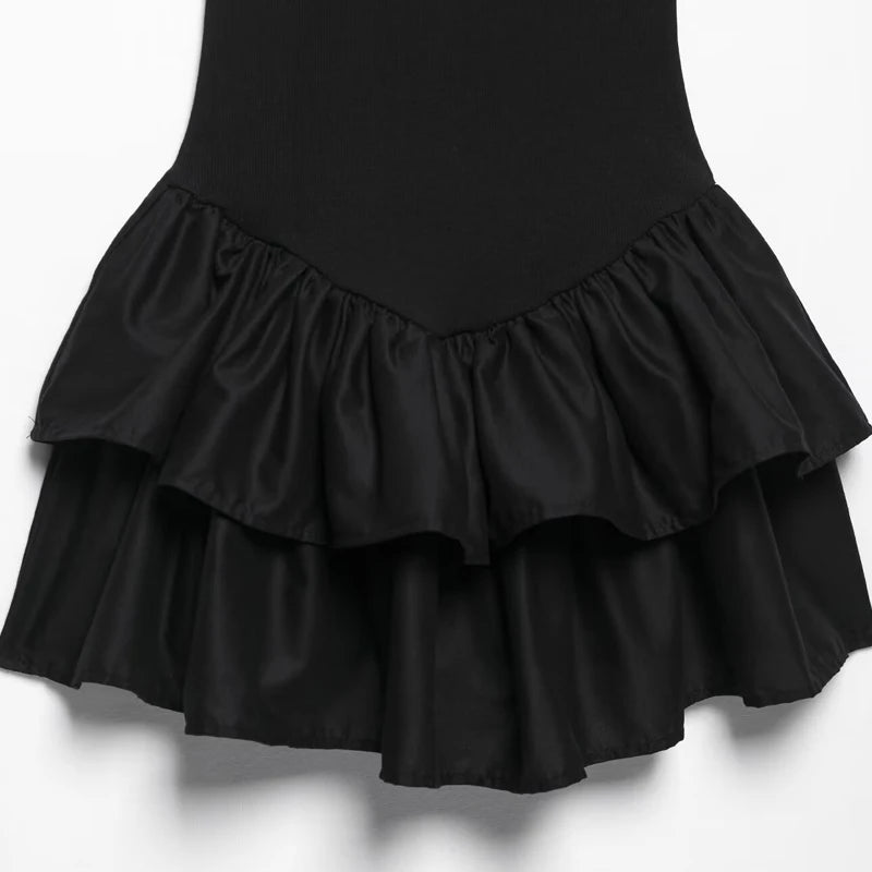 Women's Dresses 2025 Halter Pink Mini Dresses Chic v Neck Layer Ruffles Hem Dress A Line Vestido Summer Ladies Street Party Wear