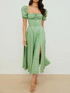 2025 New Fashion Women Floral Print Elegant A Line Long Dresses Casual Spring Summer Chic Party Maxi Dress  Robe Femme