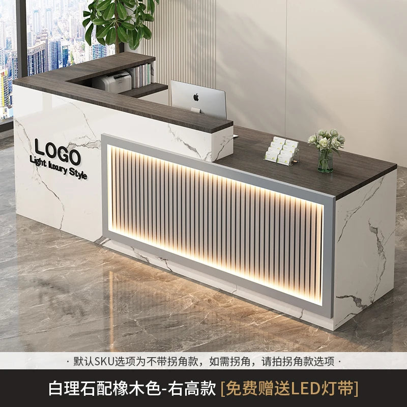 Luxury Simple Reception Desk Logo Salon Decorations Modern Reception Desk Office Beauty Mostrador Recepción Commercial Furniture