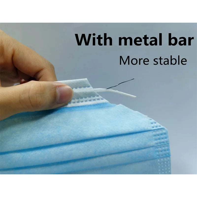 10/200PC Masks Surgical Disposable 3-layer Face Mask Breathable Mask With Elastic Earband Breathable Adult Medical Mouth Mask