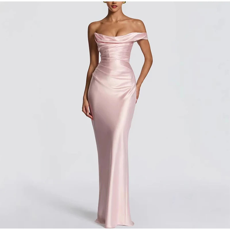 One Shoulder Cowl Neck Maxi Dress