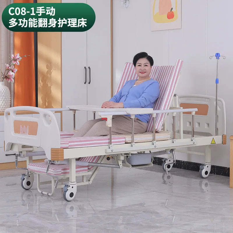 Electric nursing bed hospital home anti-sliding anti-rollover auxiliary nursing bed for the elderly