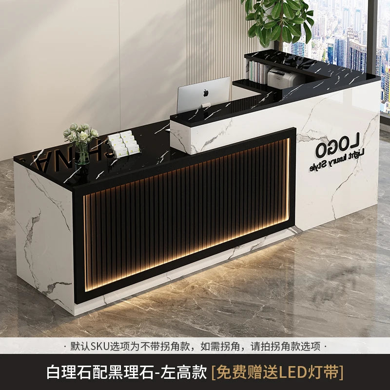 Luxury Simple Reception Desk Logo Salon Decorations Modern Reception Desk Office Beauty Mostrador Recepción Commercial Furniture