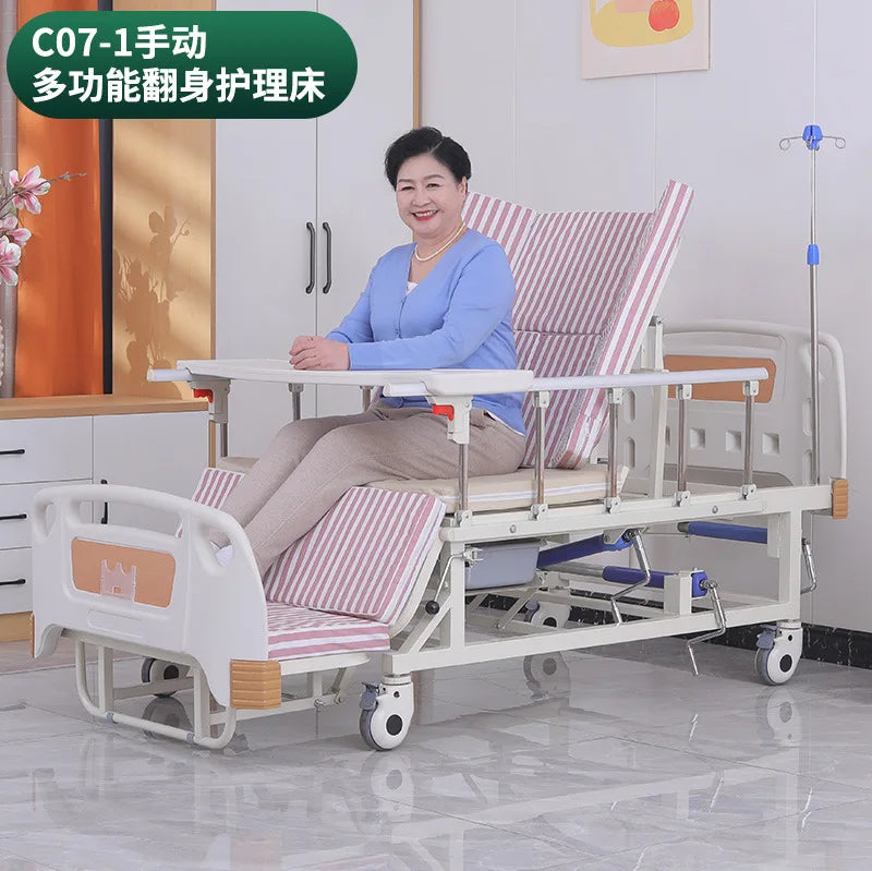Electric nursing bed hospital home anti-sliding anti-rollover auxiliary nursing bed for the elderly