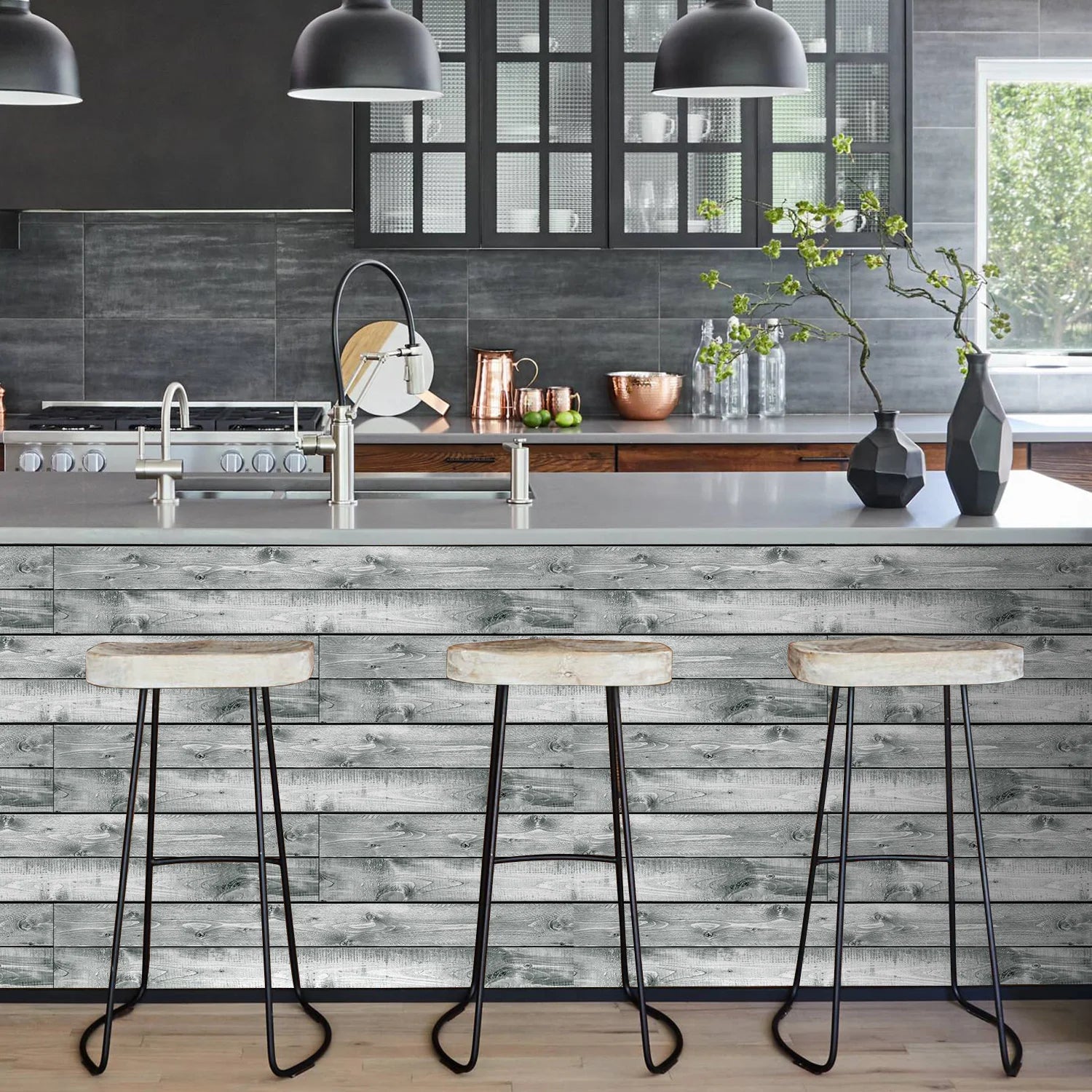 15x90cm Wood Grain Floor Sticker 0.72mm Thick Self-Adhesive PVC Waterproof Wall Stickers Kitchen Bedroom Ground Cover Decal