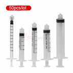 50pcs 1ml/3ml/5ml Plastic Disposable Injector Syringe For Refilling Measuring Nutrient Luer Lock Syringe Ink Injection Dental