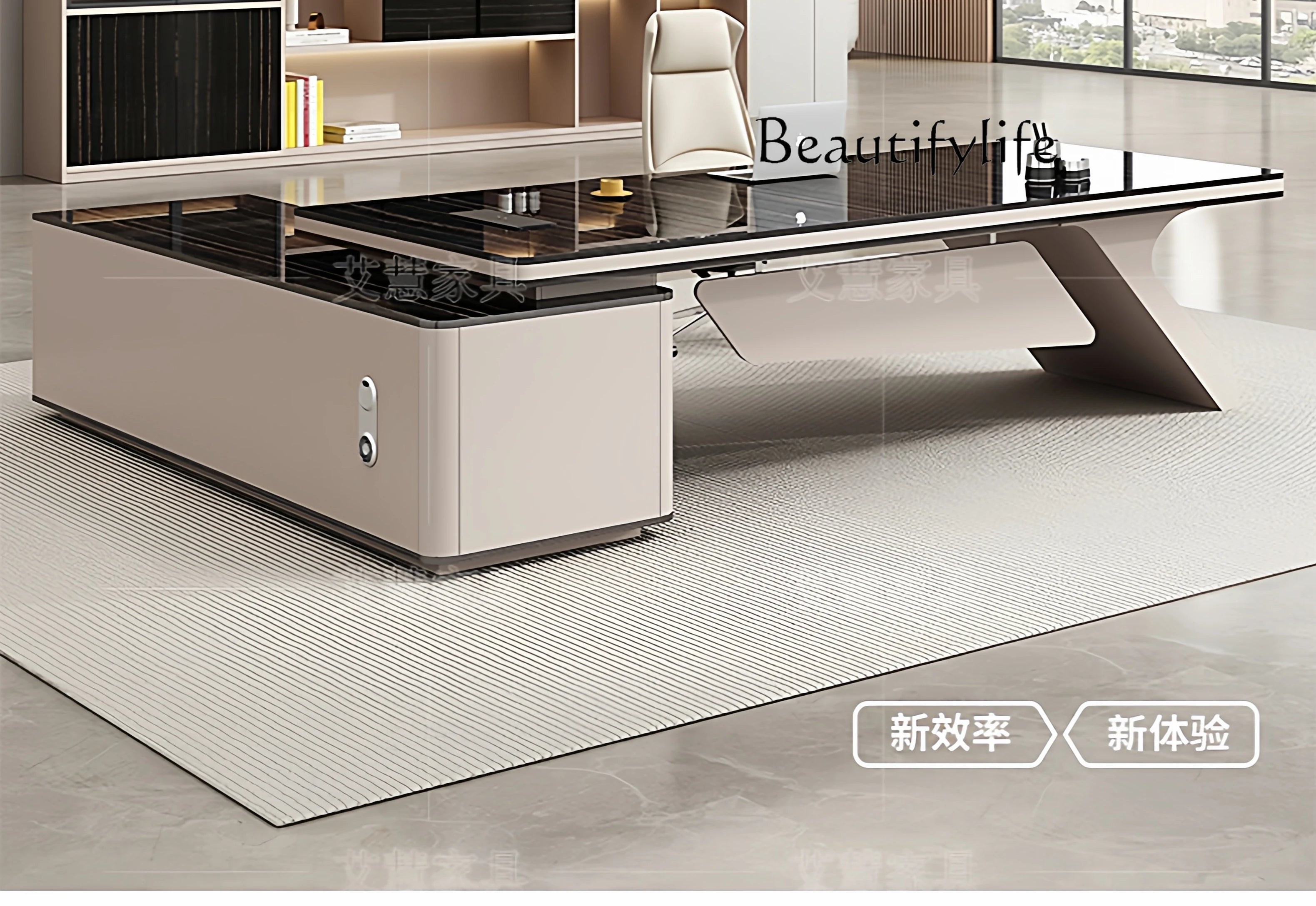 Light luxury boss table, simple modern desk, large desk manager, office desk and chair combination